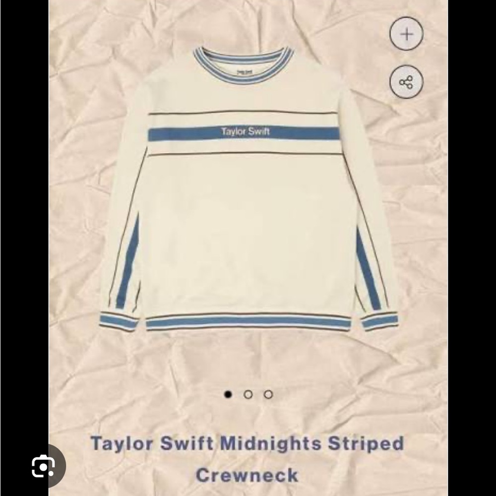 Taylor Swift Cream & Blue Striped Crewneck Sweatshirt